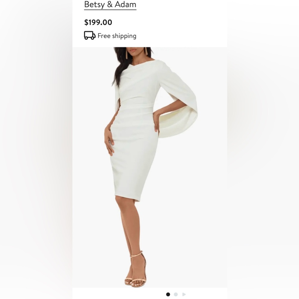 Betsy & Adam Cape Sleeve Crepe Sheath Dress - Size 14